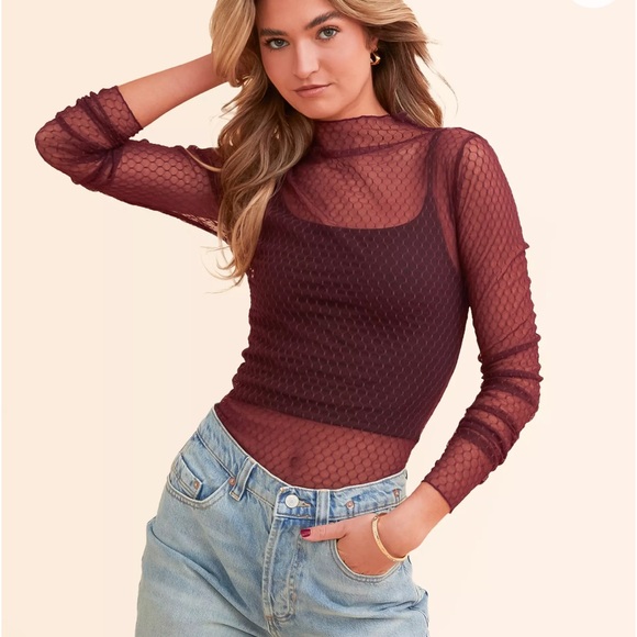 NWOT Free People Intimately Minding My Business Sheer Turtleneck Top - Picture 2 of 14